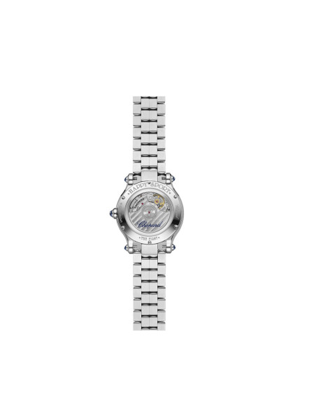 Montre Chopard Happy Sport The First automatique cadran nacre perlé et diamant bracelet acier 33 mm