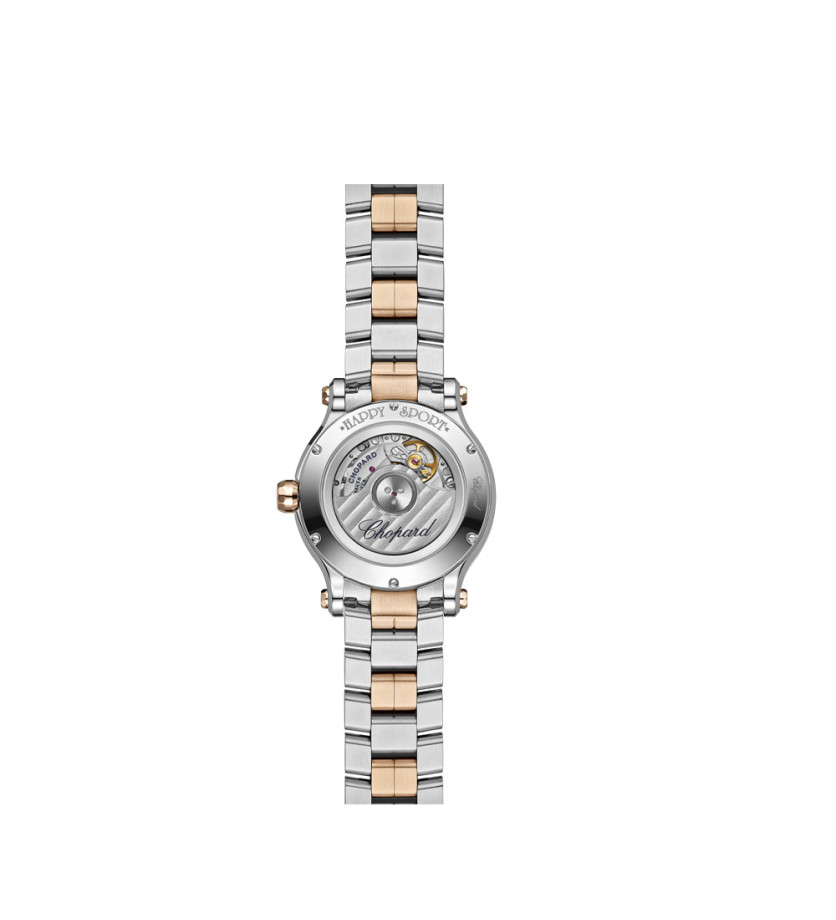 Montre Chopard Happy Sport automatique cadran argent bracelet acier et or rose 33 mm