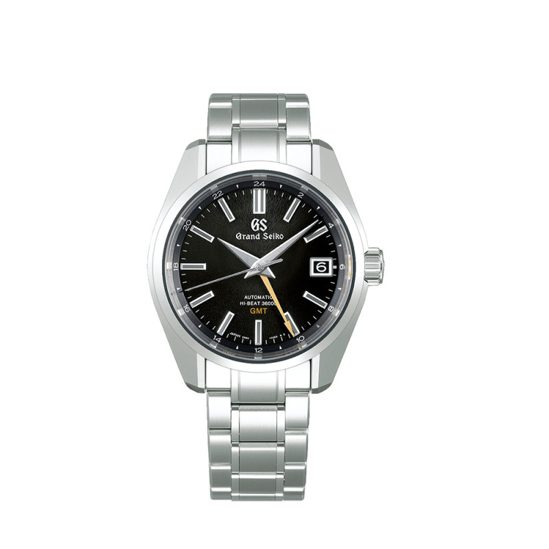Montre Grand Seiko Heritage Hi-Beat GMT automatique cadran noir bracelet acier 40 mm