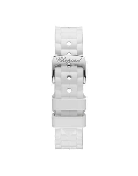 Montre Chopard Happy Sport quartz cadran blanc bracelet caoutchouc blanc 36 mm