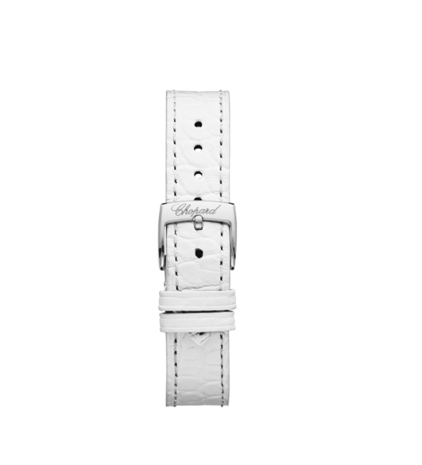 Montre Chopard Happy Sport cadran en nacre blanc bracelet alligator blanc 30mm