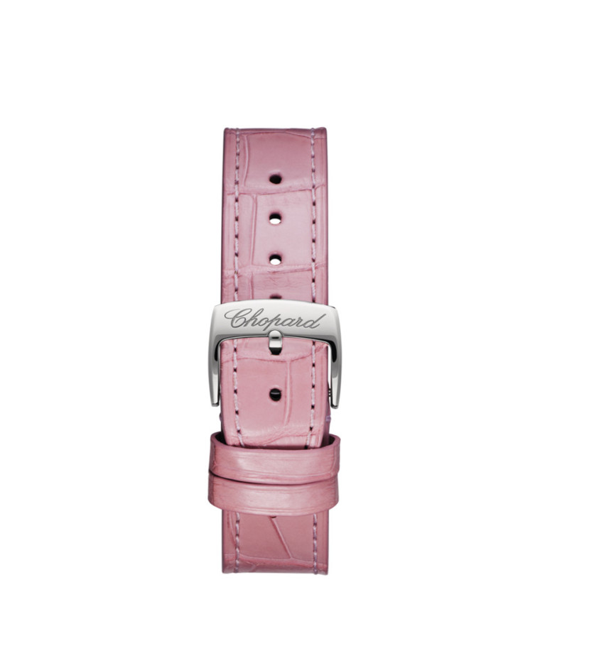 Montre Chopard Happy Sport cadran en nacre rose perlée et diamants bracelet acier inoxydable 36mm