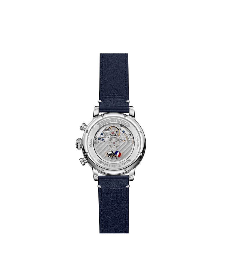 Montre Chopard Mille Miglia Chronographe automatique cadran argent bracelet cuir de veau 40,5 mm
