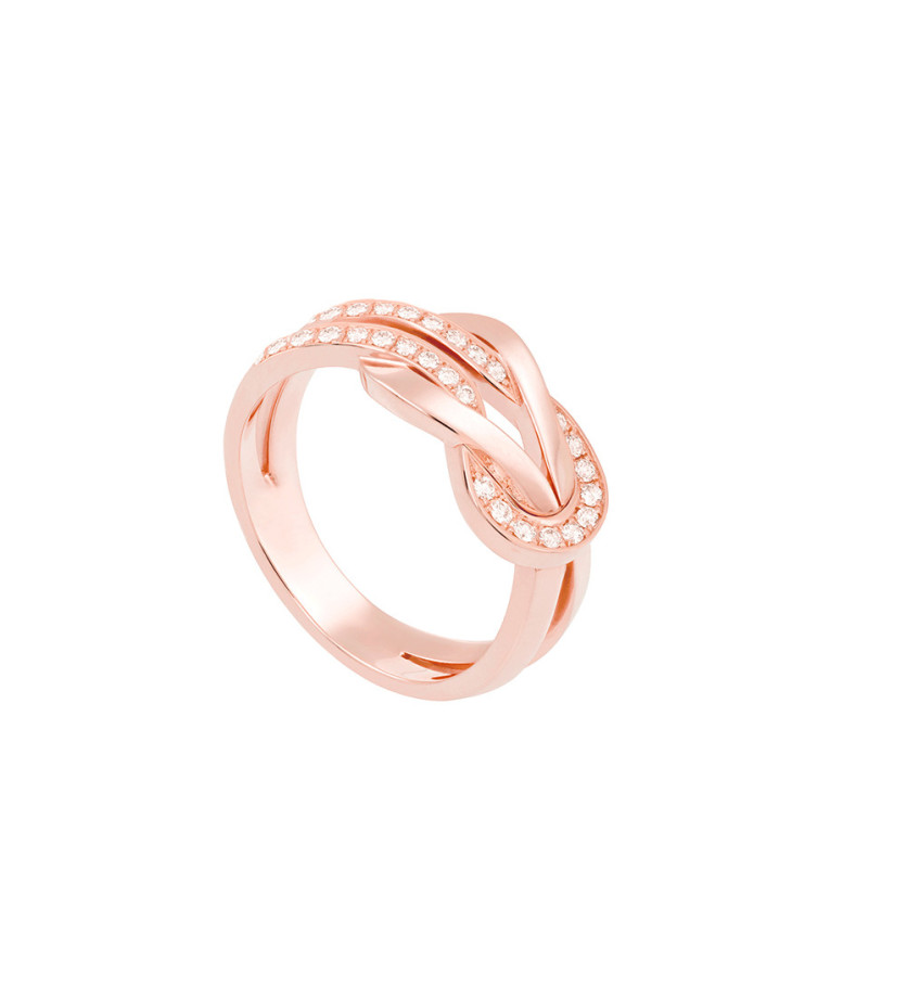 Bague Fred Chance Infinie or rose semi pavé diamants
