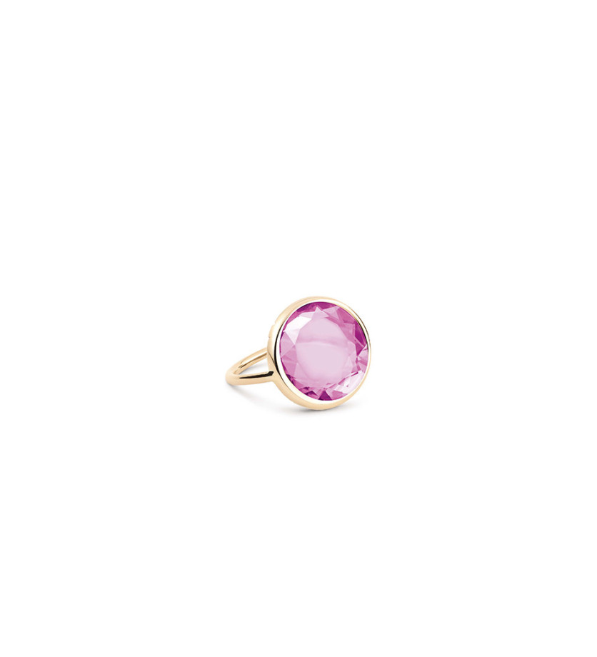 Bague Ginette NY Mini Pink Corundum Disc Ring