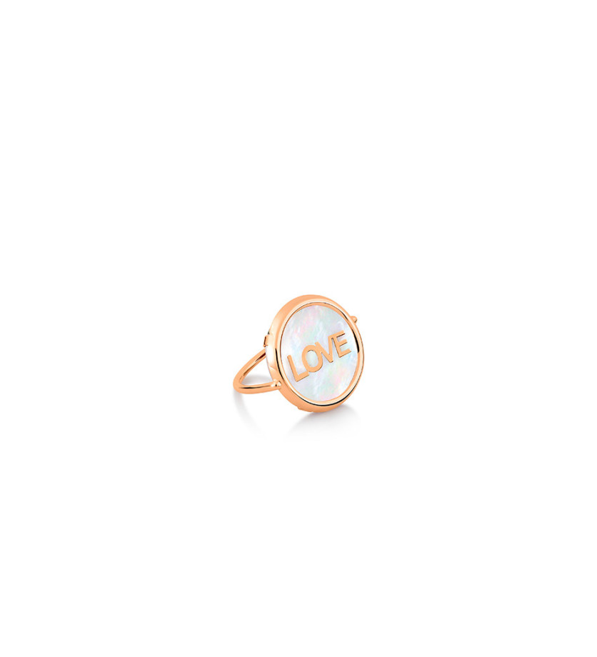 Bague Ginette NY Disc Ring Initial Love Or Rose