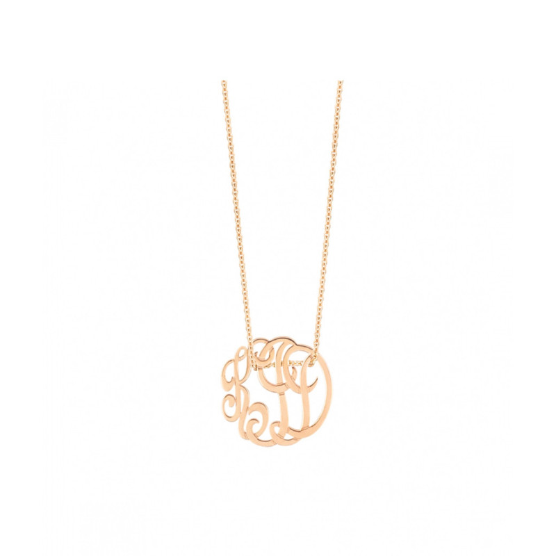 Collier Ginette NY Little  Lace Monogram "Kid" Or Rose