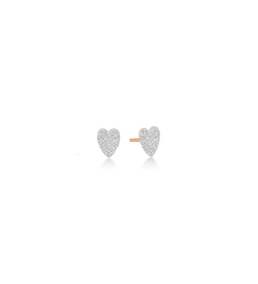 Boucles d'oreilles Ginette NY Angèle Mini Diamond Heart or rose diamants