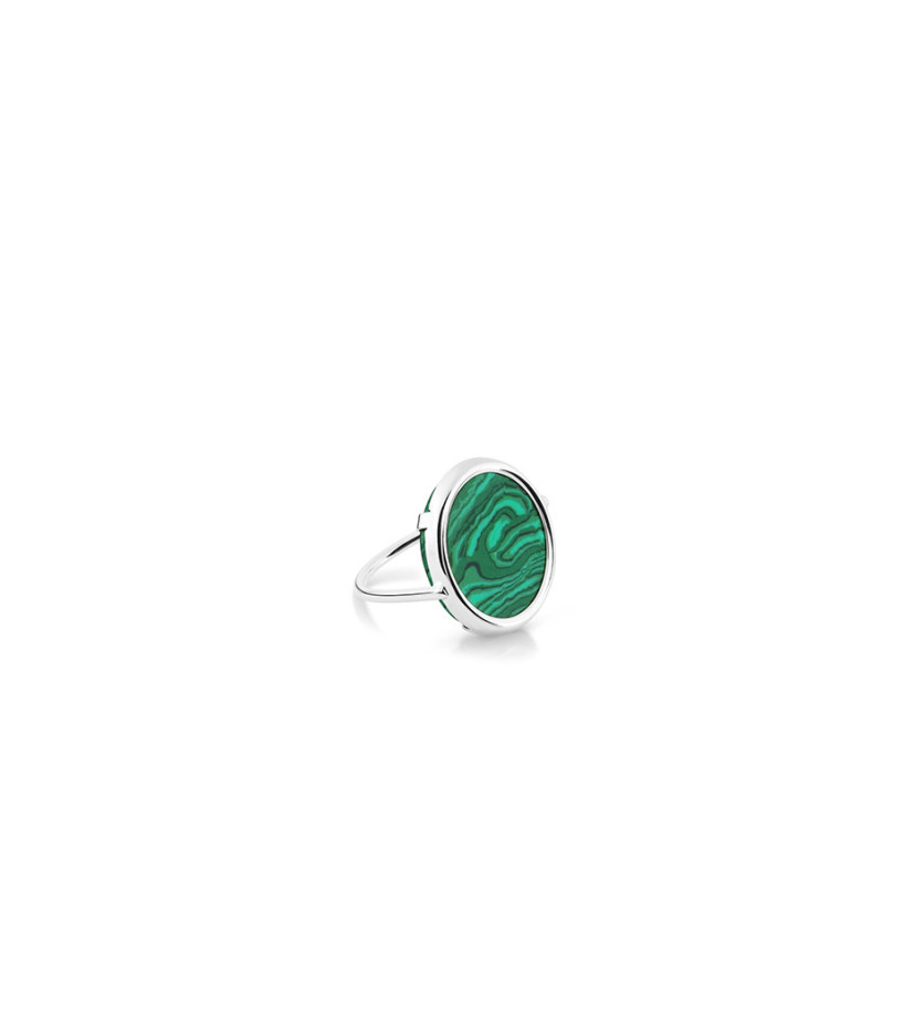 Bague Ginette NY Disc Ring or blanc malachite