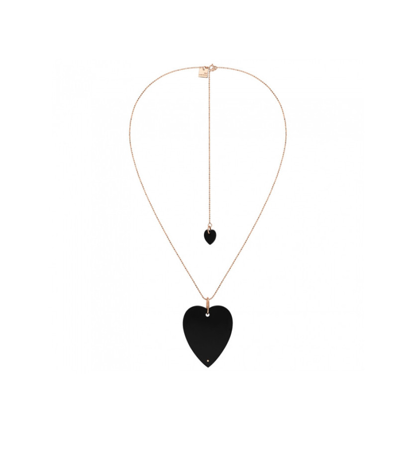 Collier Ginette NY Angèle Heart or rose onyx noir