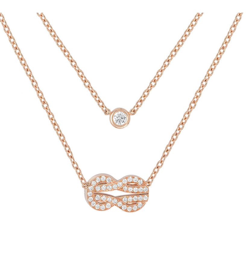Collier double chaîne Fred Chance Infinie or rose diamants
