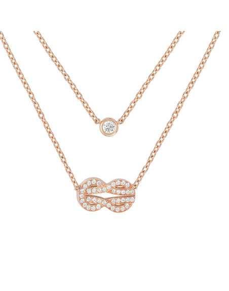 Collier double chaîne Fred Chance Infinie or rose diamants