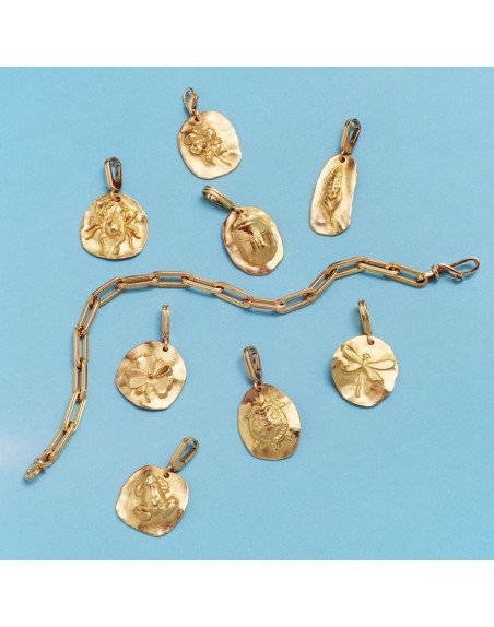Médaille Mellerio libellule or jaune sablé