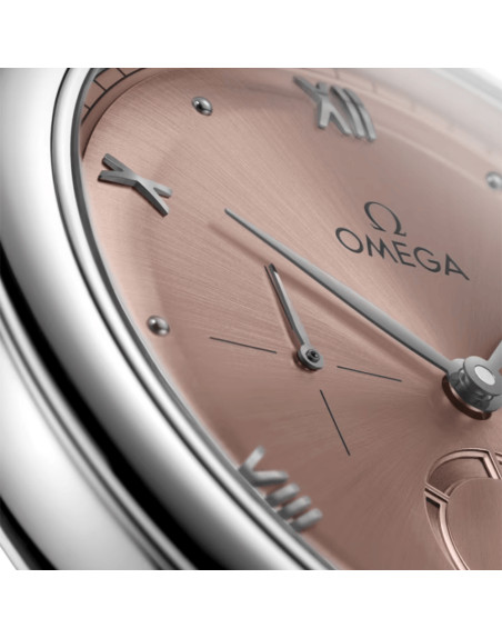 Montre Omega De Ville Prestige automatique acier cadran rose bracelet cuir 41mm