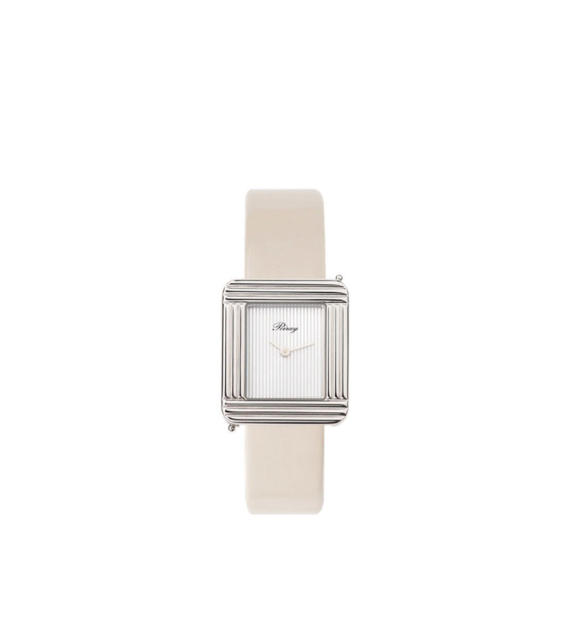 Montre Poiray Ma Première 27mm quartz cadran nacre blanche bracelet veau vernis