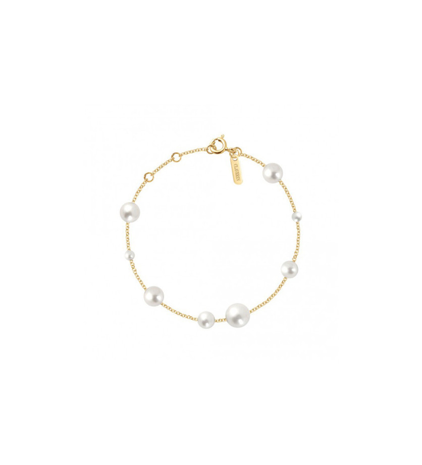 Bracelet Claverin Lotta Love Parade or jaune perles blanches