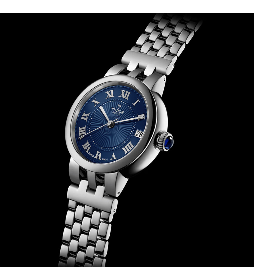 Montre Tudor Clair de rose automatique cadran bleu bracelet acier 26 mm