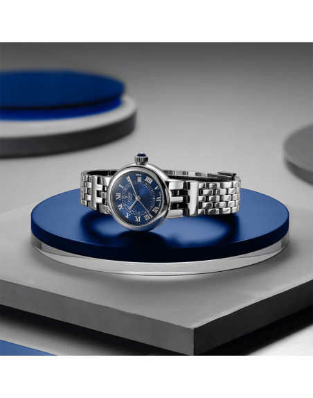 Montre Tudor Clair de rose automatique cadran bleu bracelet acier 34 mm