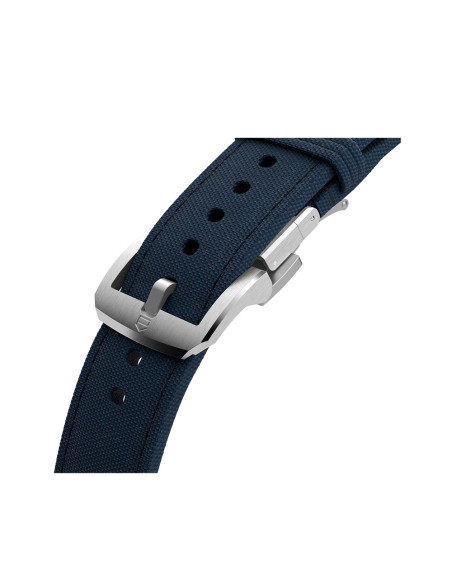 Montre TAG Heuer Monaco Split-Seconds Chronograph automatique cadran opalin bracelet en cuir de veau bleu 41 mm