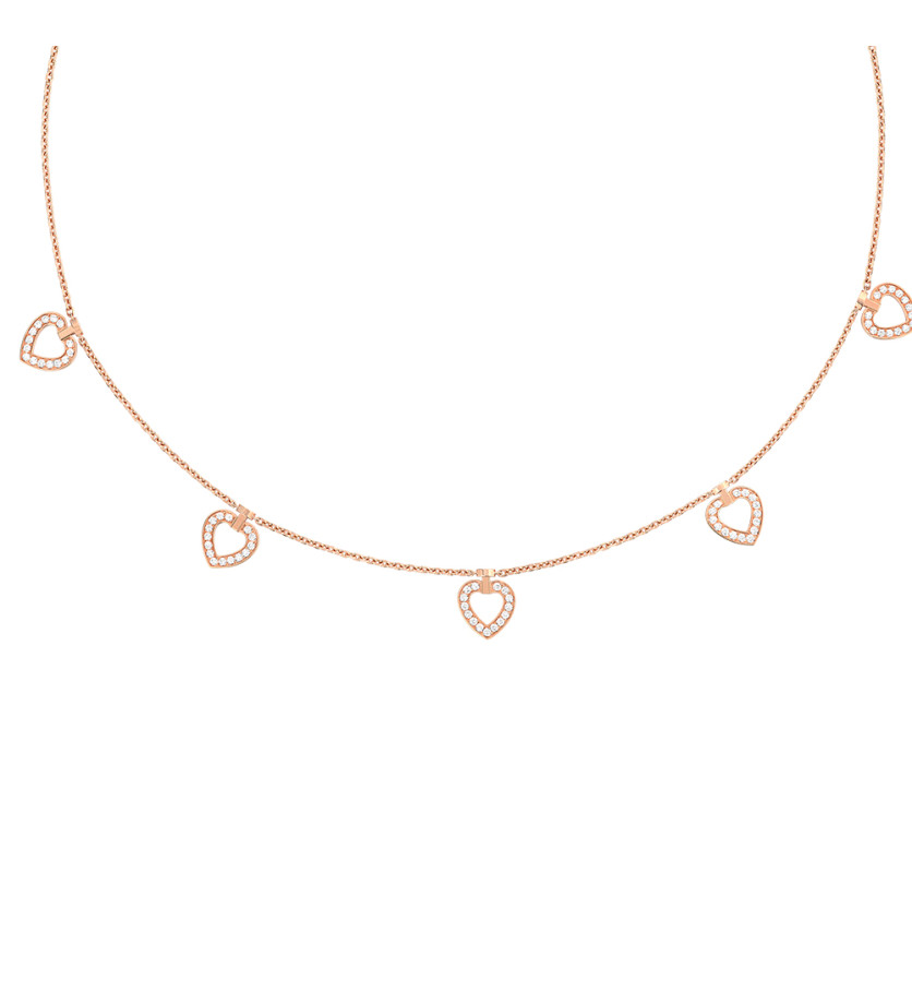Collier Fred Pretty Woman or rose multihearts réversible diamants