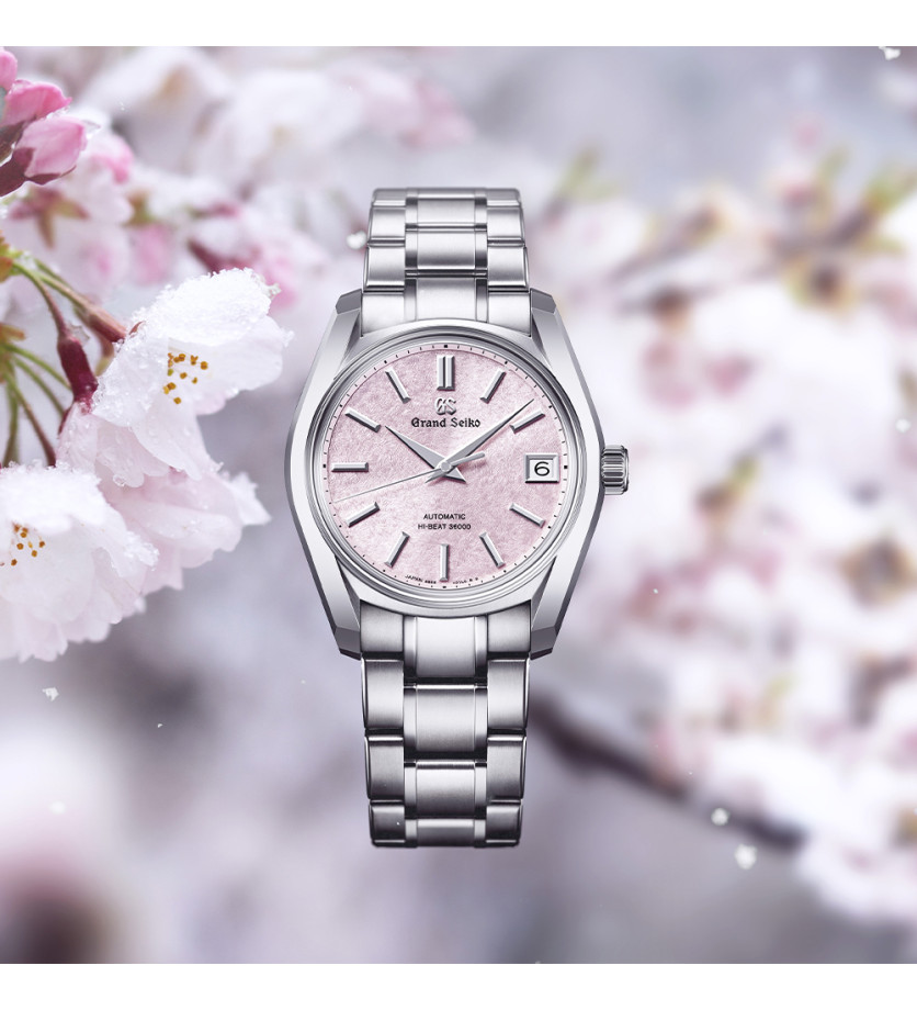 Montre Grand Seiko Heritage "Sakura-Kakushi" Hi-Beat 3600 cadran rose bracelet titane 38 mm